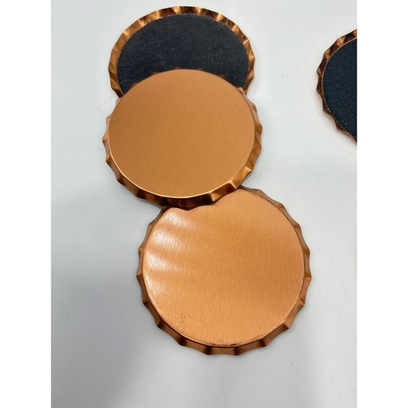 Vintage Set of Coasters Coppercraft Copper with Black Leather Set 11 Total - Picture 5 of 10